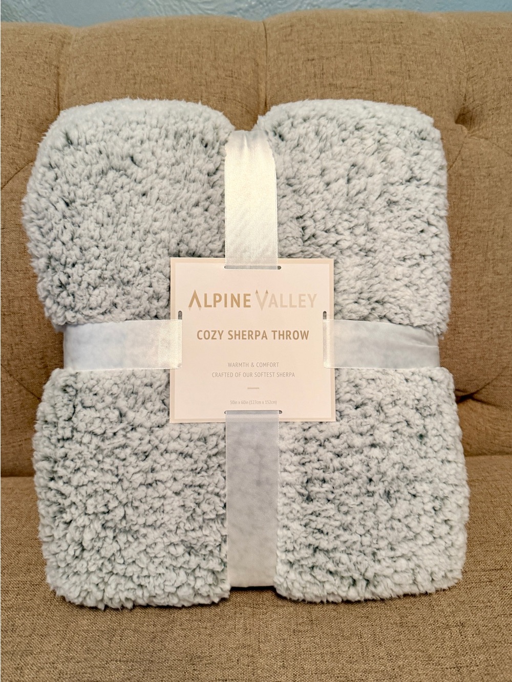 NWT Alpine Valley Cozy Sherpa Throw Blanket Gray 50x60 Ultra Soft Plush